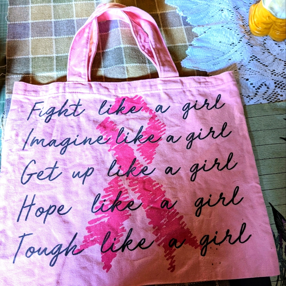 Pink Breast Cancer Awareness Tote Bag